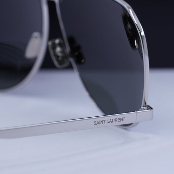 Saint Laurent SL690DUST 002 Aviator Sunglasses - Silver/Grey - Picture 11 of 11